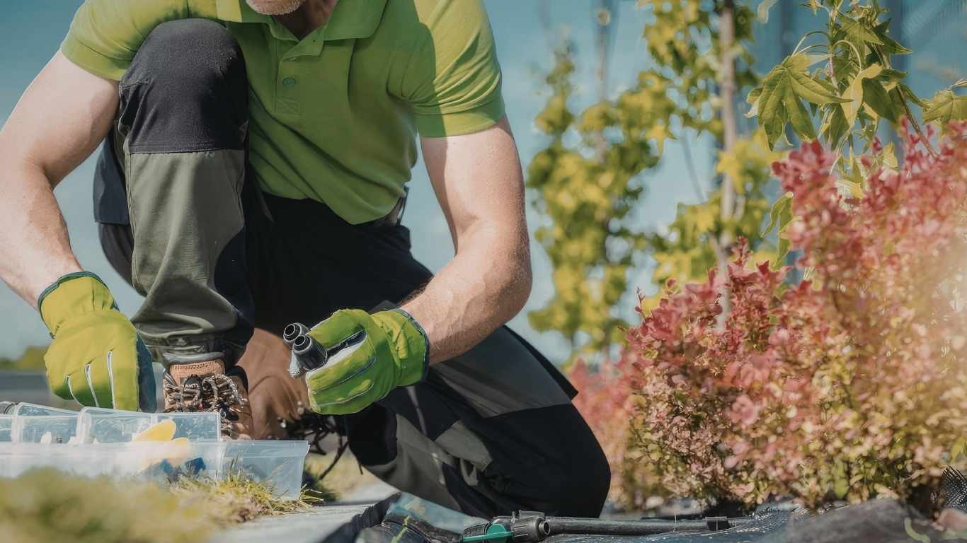 How Irrigation Maintenance in Florida Saves Water and Keeps Your Grass Green Technician performing irrigation maintenance in a Florida garden